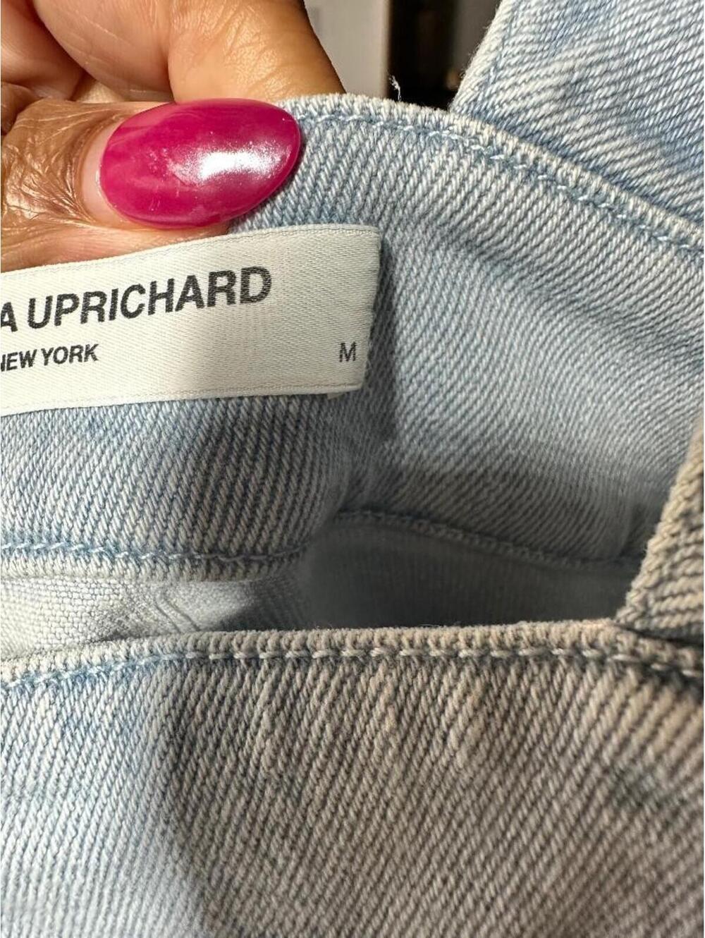 Amanda Uprichard Denim Mini Dress Light Wash Snap Front Sleeveless Size M NWT - Picture 5 of 6